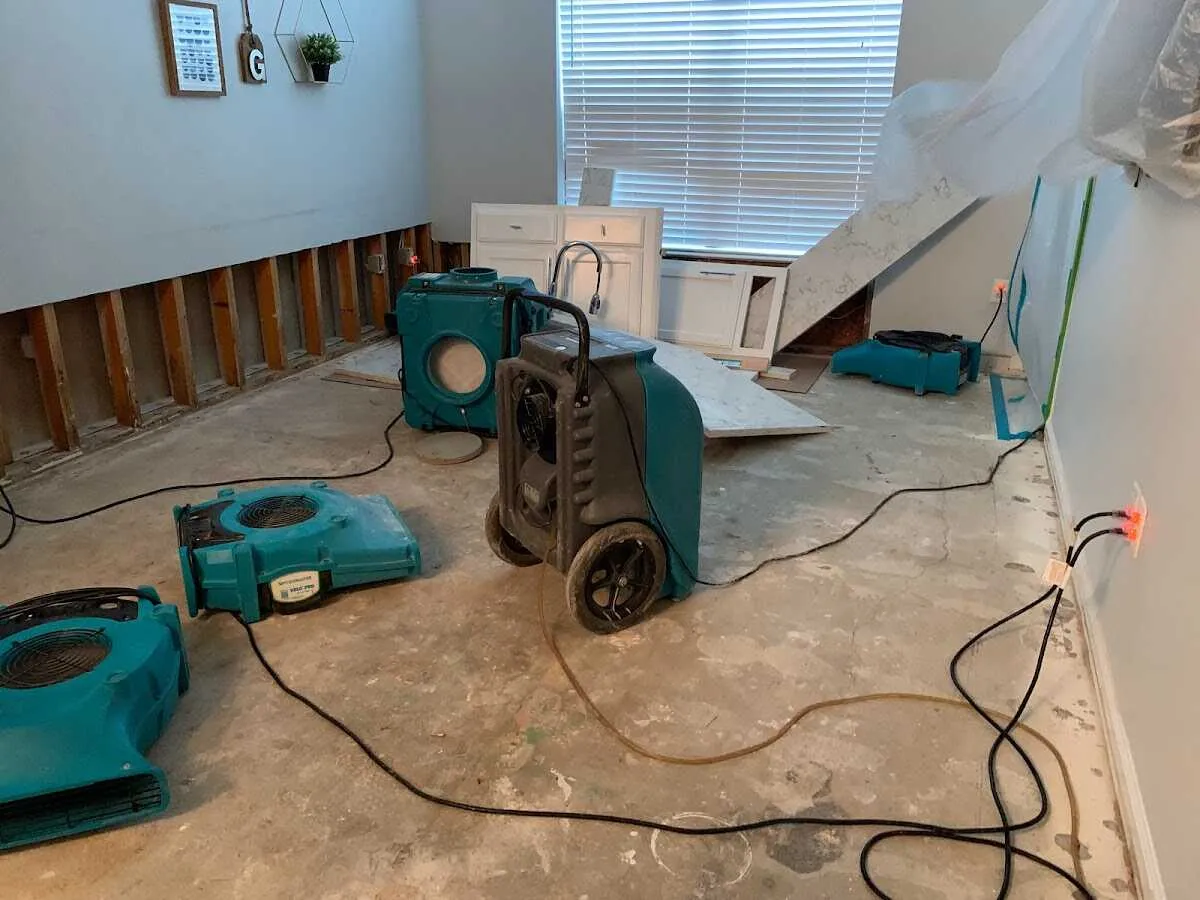 Dehumidifier in flood-cut room for Water Extraction & Removal in Gustine